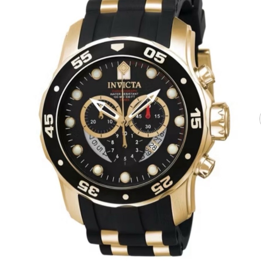Invicta men’s Black and Gold Chronograph Pro Diver Stainless Steel Quartz Watch - Picture 9 of 9